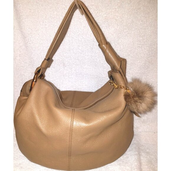 GUCCI EXTRA-LARGE TAN LAMBSKIN LEATHER SLOUCHY HOBO HANDBAG - Picture 2 of 9